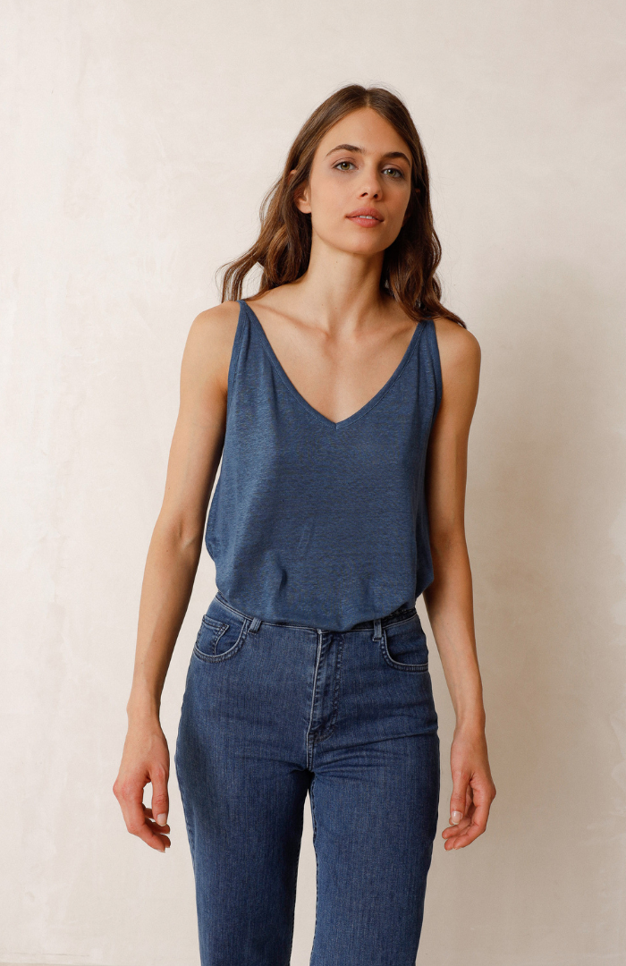 Indi & Cold Indigo Linen Cami