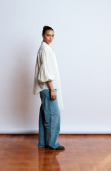 Mahsa Cotton Voile Cream Bow Blouse