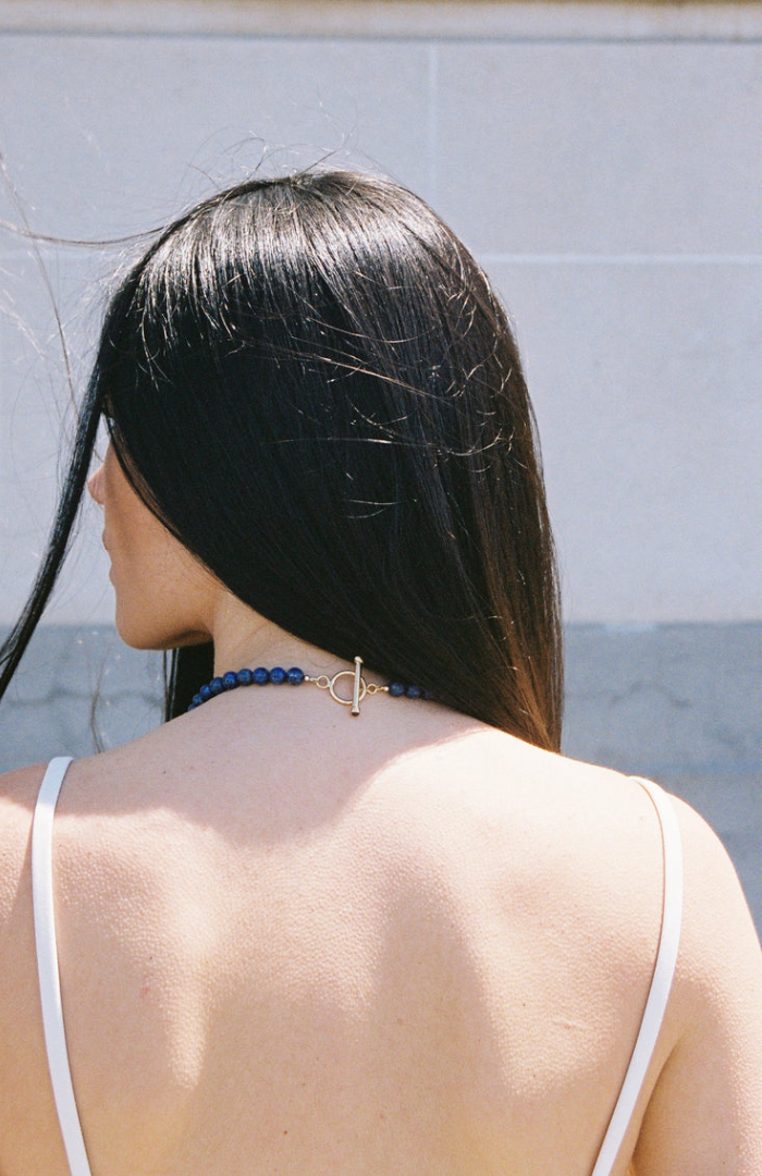 Charlotte Penman Lapis Lazuli + Garnet Gold Necklace