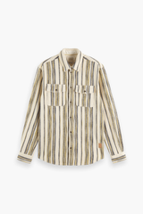 Scotch & Soda Yellow Blue Stripe Basket Weave Gradient Shirt