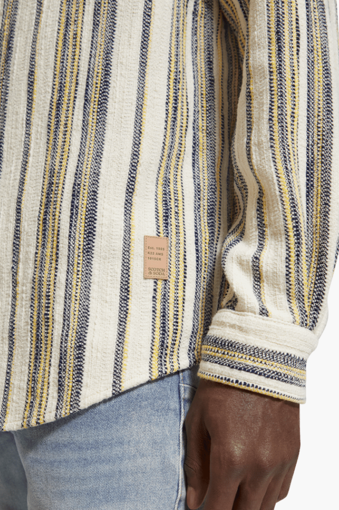 Scotch & Soda Yellow Blue Stripe Basket Weave Gradient Shirt