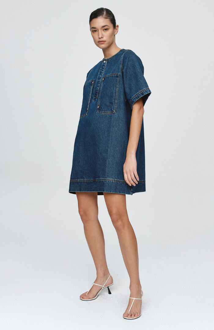 Marle Classic Blue Patch Pocket Dress