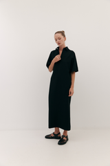 Harris Tapper Unbonded Drape Suiting Long Polo Dress