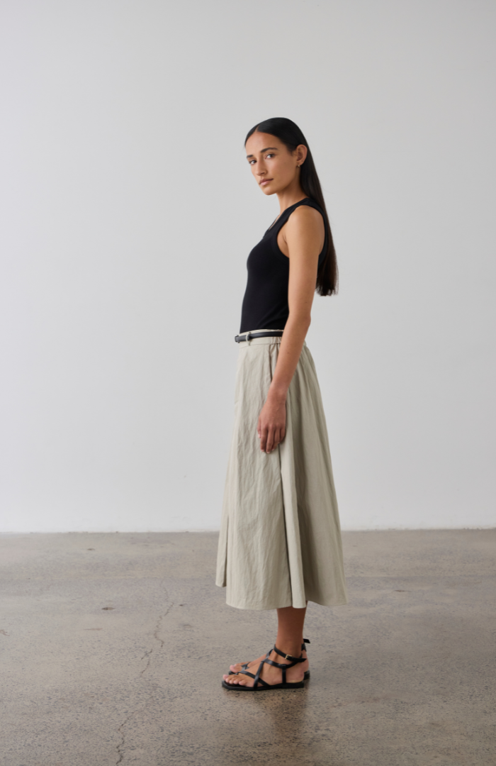 Laing Pale Sage Full Pleated Skirt