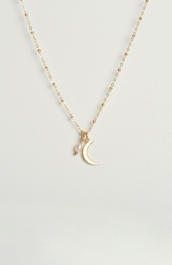 Charlotte Penman Gold Moonstone + Labradorite Midnight Necklace