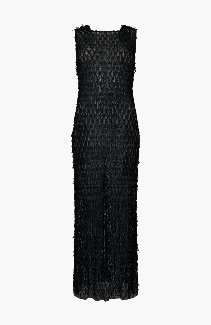 Harris Tapper Black Mira Lace Fringe Dress