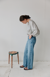 Mahsa Charcoal  Crafted Pin Stripe Everyday Blouse