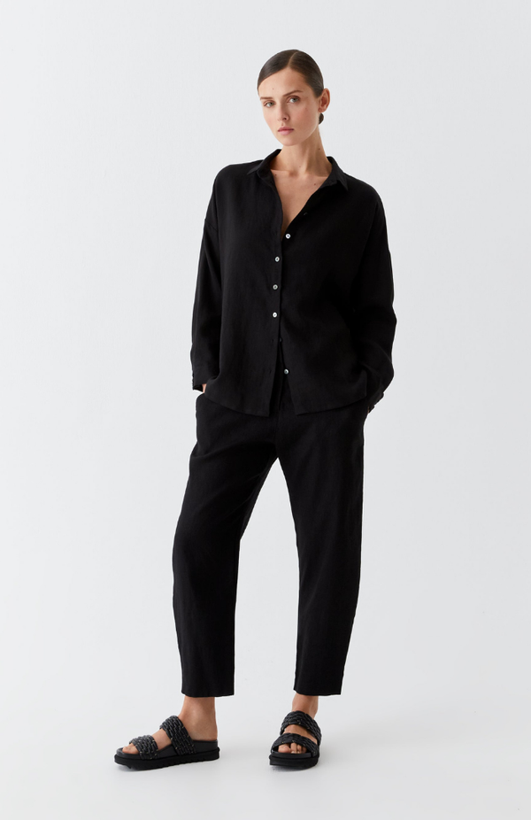 Morrison Black Linen Rocco Pant