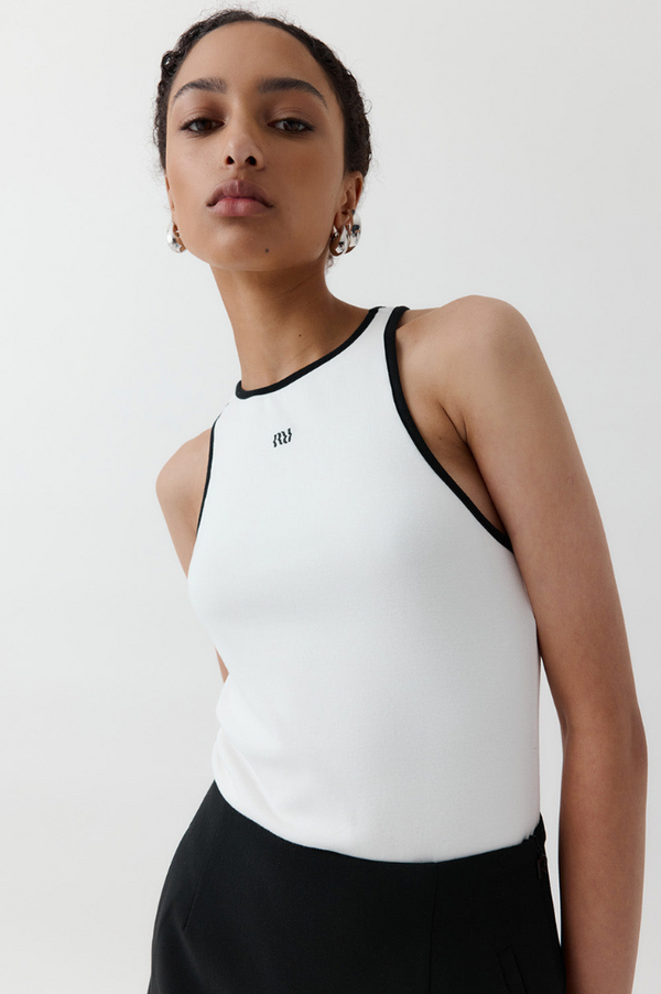 REBE White + Black Cotton Vest