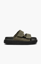 Veja Kaki + Black Suede Etna Sandal