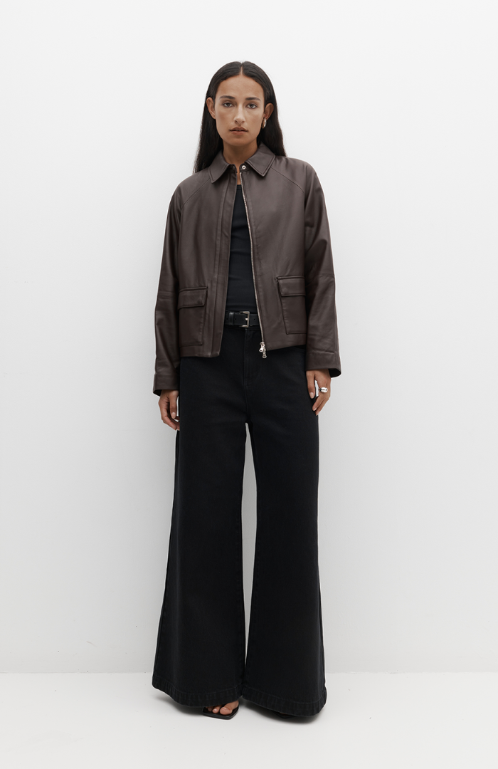 Rebe Balsamic Mo Leather Jacket