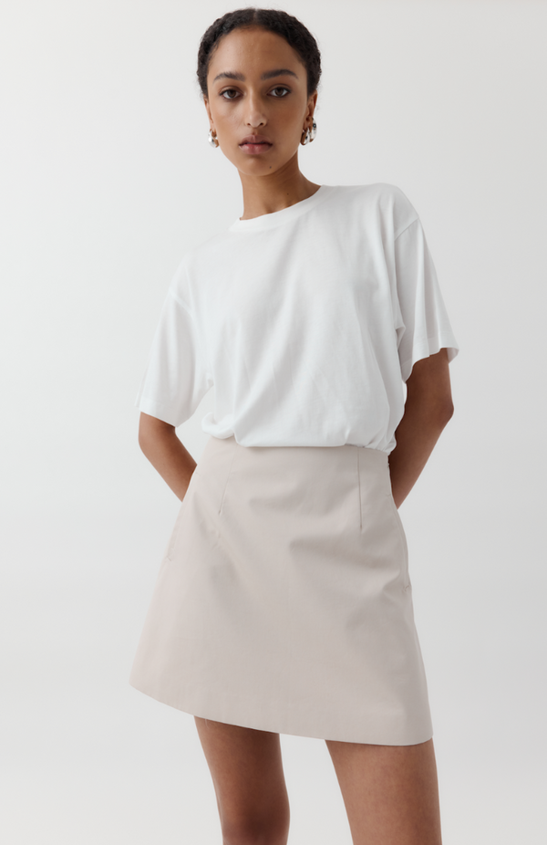 Rebe Oyster Cotton Mini Skirt