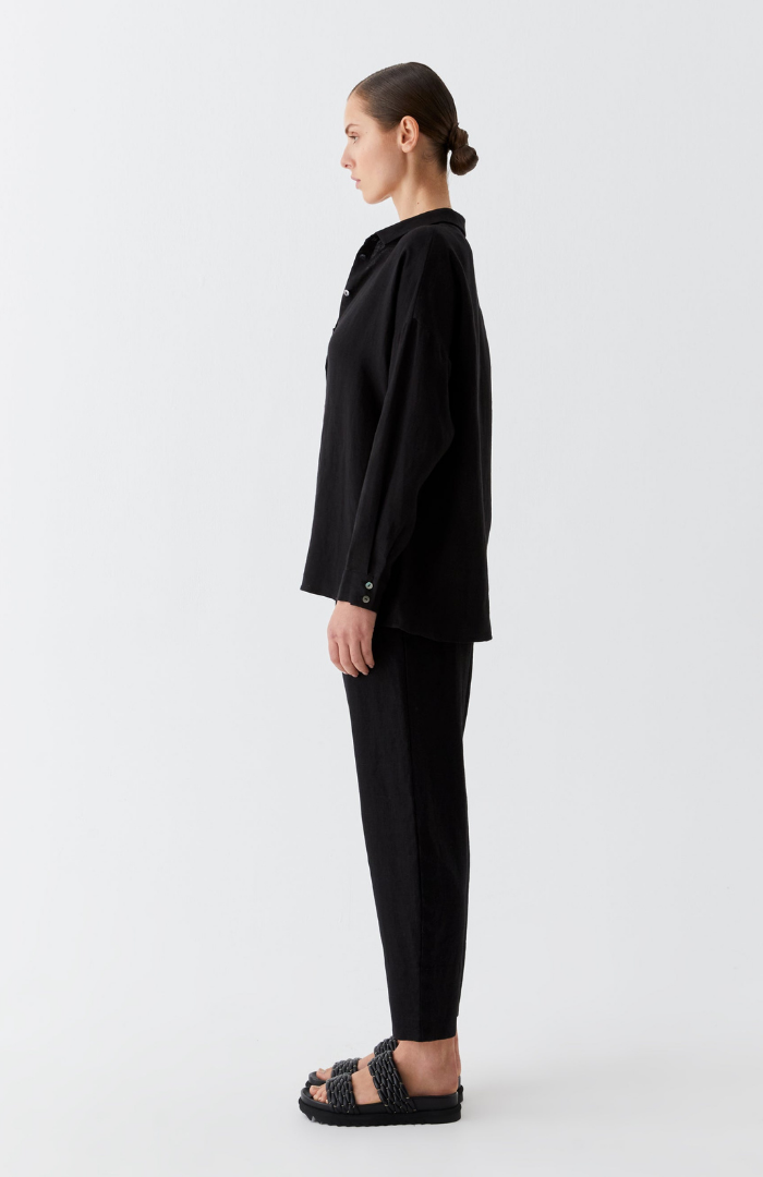 Morrison Black Linen Rocco Pant