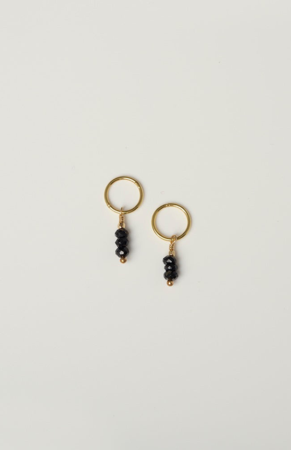 Charlotte Penman Gold Onyx Aya Hoop Earrings