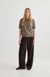 Laing Cocoa Marle Jasper Short Sleeve Crewneck