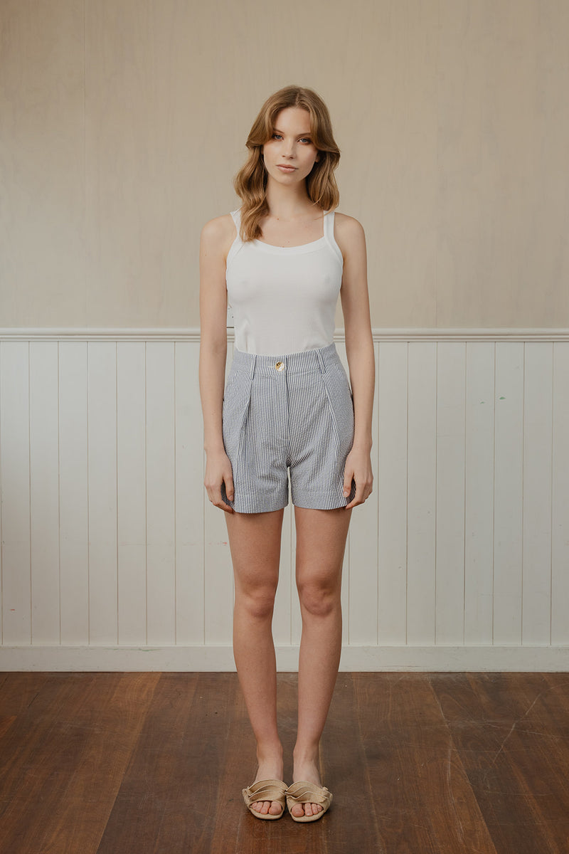 Caitlin Crisp Seersucker Stripe Abroad Shorts