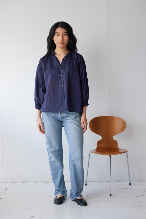 Mahsa Navy Cotton Everyday Blouse
