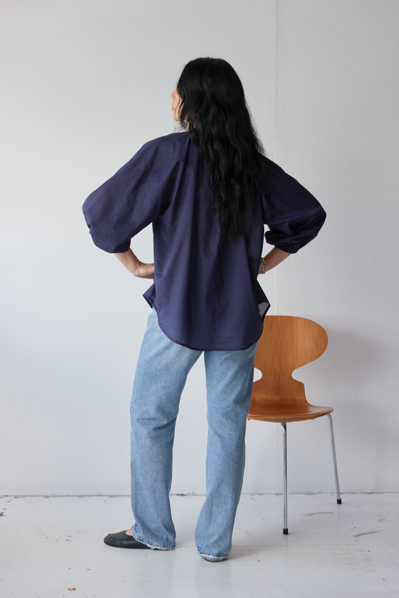 Mahsa Navy Cotton Everyday Blouse