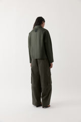 Rebe Dark Olive Mo Leather Jacket