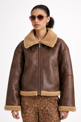 Karen Walker Brown/Chestnut Cropped Aviator Jacket
