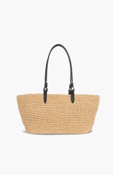 Deadly Ponies Natural Raffia + Black Medium Bandit Tote