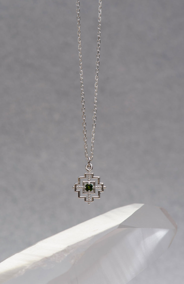 Zoe & Morgan Sterling Silver with Chrome Diopside Centered Necklace