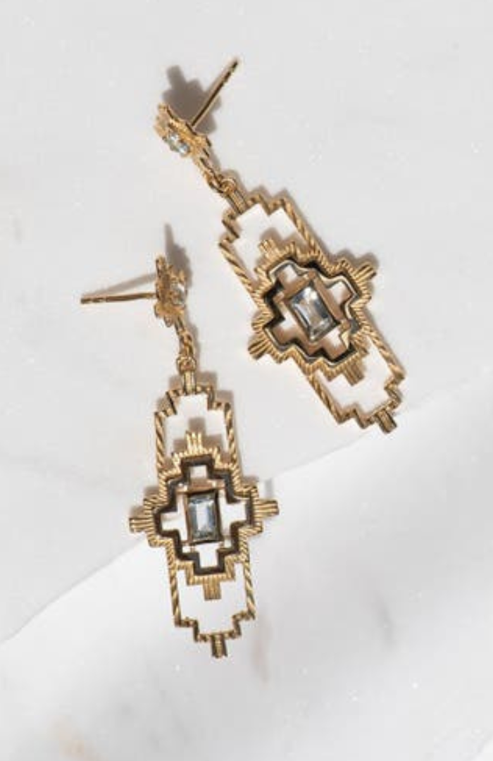 Zoe & Morgan 22k Gold Plate with Aquamarine and White Zircon Munay Earrings