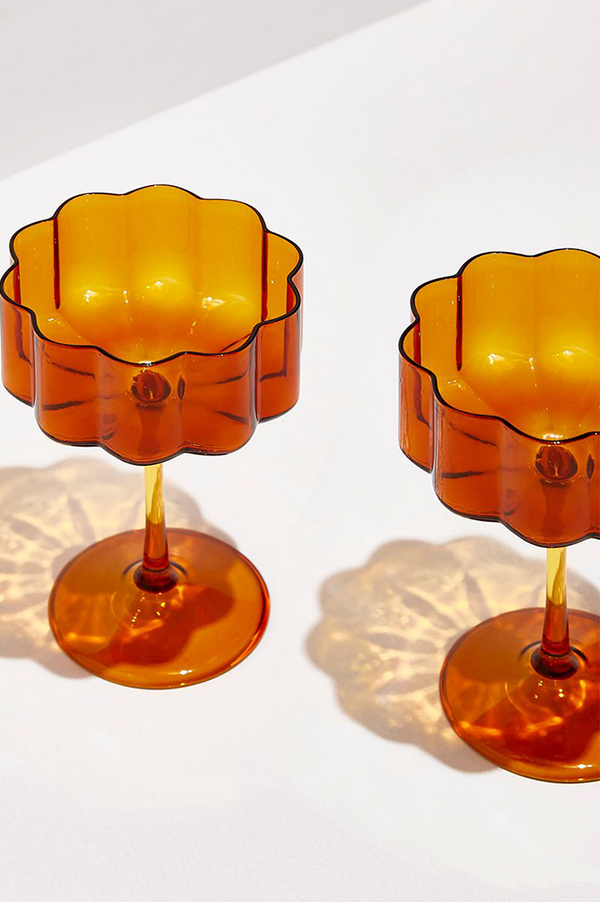 Fazeek Amber Wave Coupe Glass | Set Of 2
