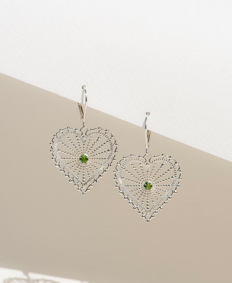 Zoe & Morgan Sterling Silver with Chrome Diopside Amor Earrings