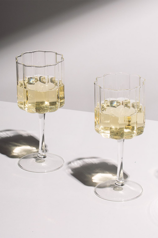 Fazeek Clear Wave Wine Glass | Set Of 2