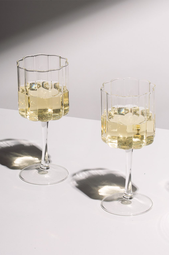 Fazeek Clear Wave Wine Glass | Set Of 2