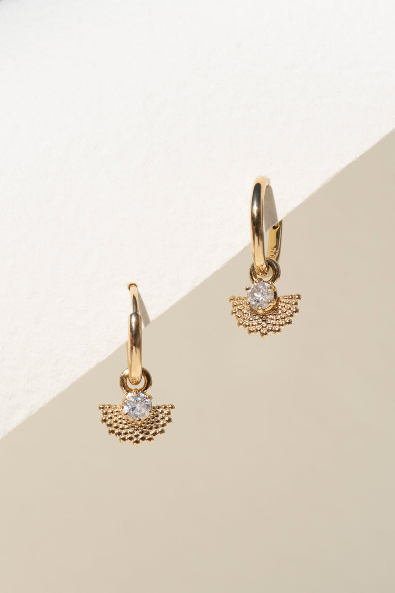 Zoe & Morgan 22k Gold Plate with White Zircon Eos Earrings