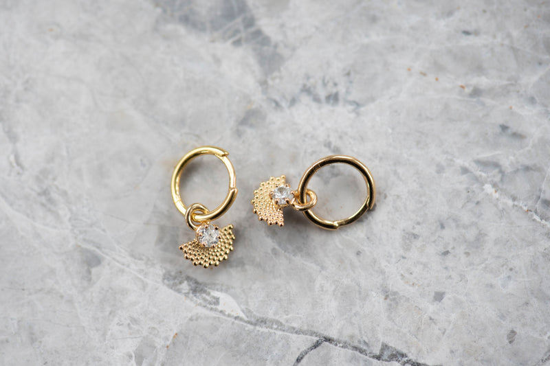 Zoe & Morgan 22k Gold Plate with White Zircon Eos Earrings