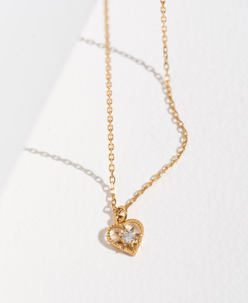 Zoe & Morgan 22k Gold Plate With White Zircon Kind Heart Necklace