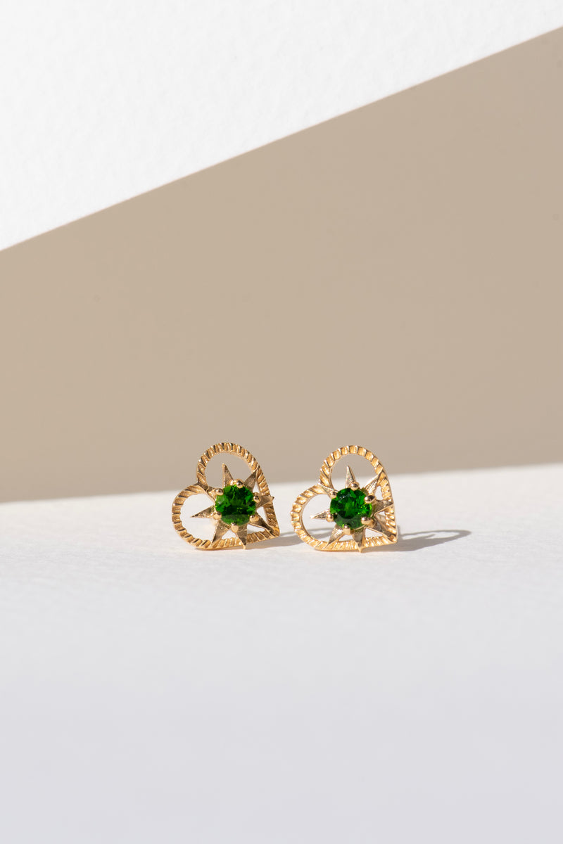 Zoe & Morgan 22k Gold Plate with Chrome Diopside Kind Heart Earrings