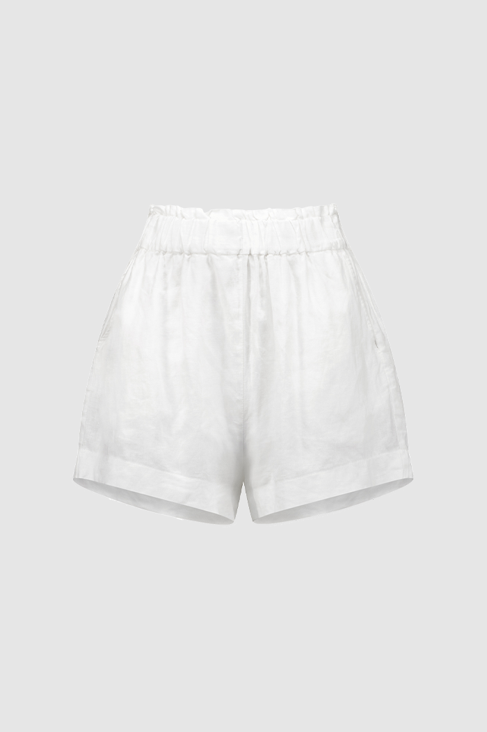 Caitlin Crisp White Linen Sunday Shorts