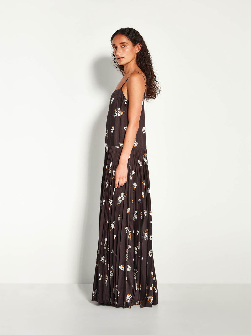 Juliette Hogan Golden Moonflower Twill Betty Pleat Dress