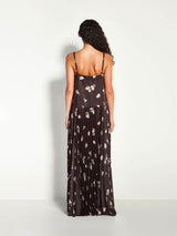 Juliette Hogan Golden Moonflower Twill Betty Pleat Dress