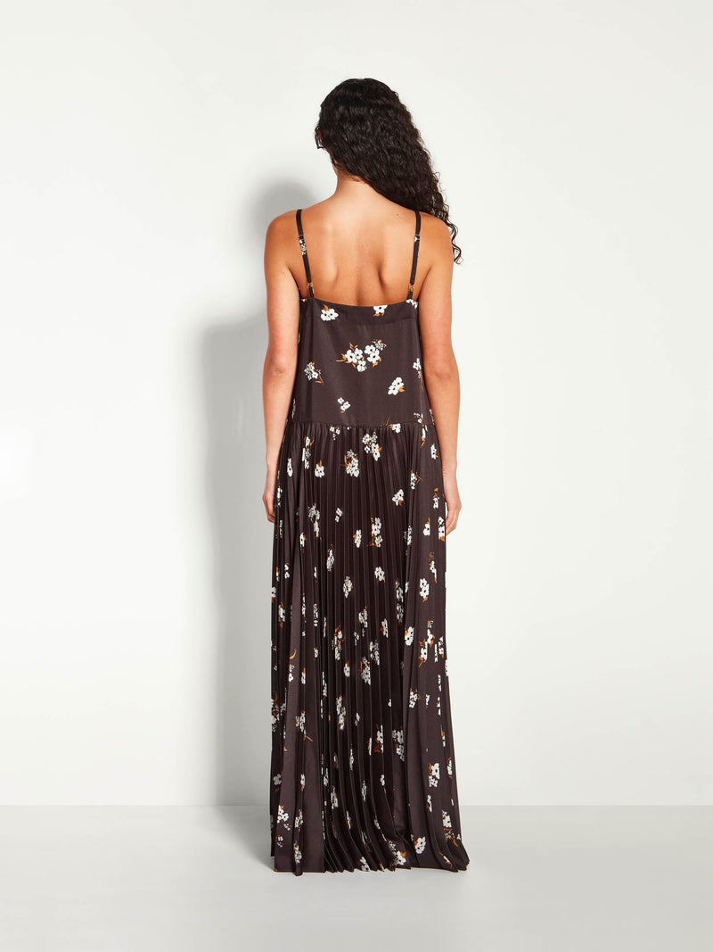 Juliette Hogan Golden Moonflower Twill Betty Pleat Dress