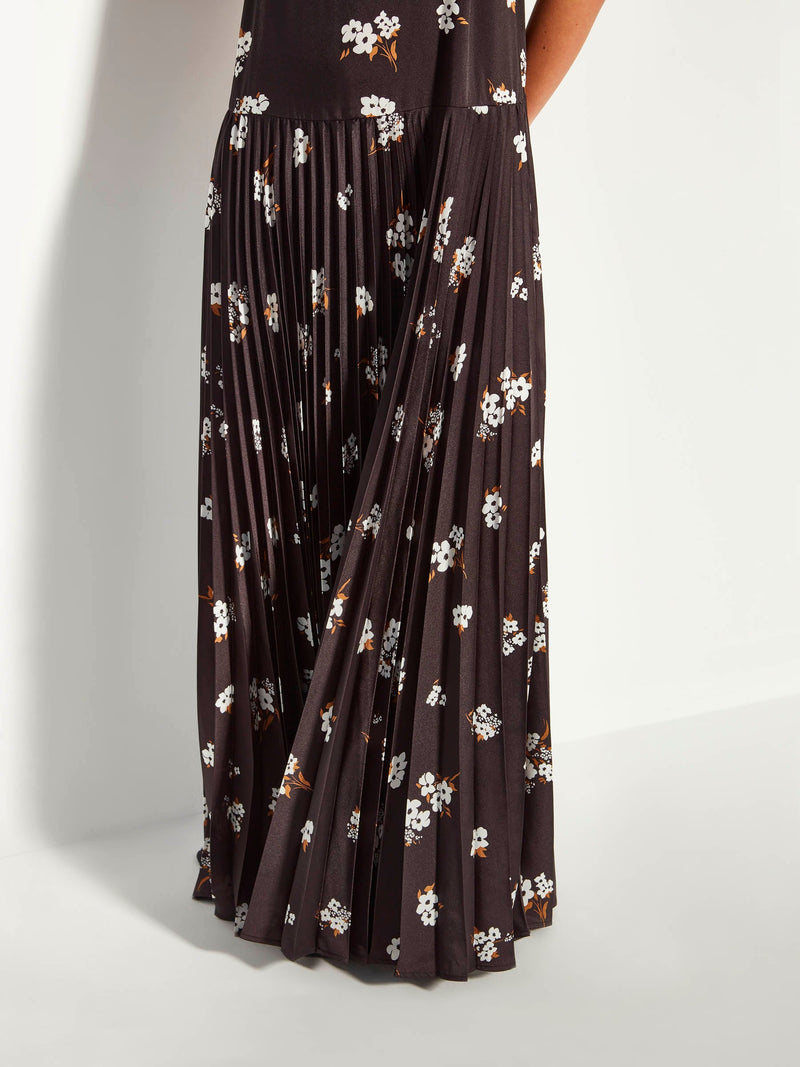 Juliette Hogan Golden Moonflower Twill Betty Pleat Dress