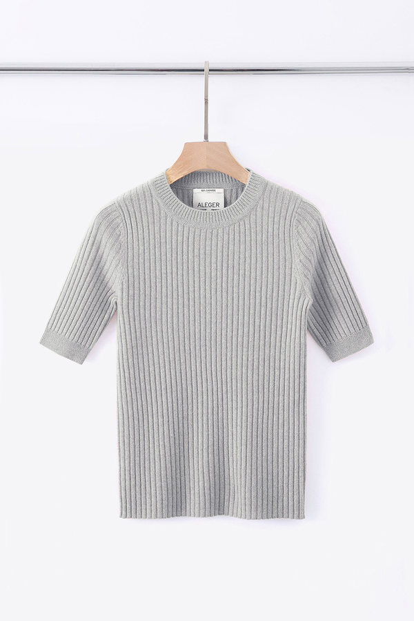 Aleger Polar Grey N.48 Cashmere Short Sleeve T-Shirt