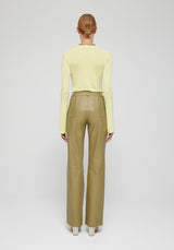 Róhe Golden Palm Leather Contrast-Stitched Trousers