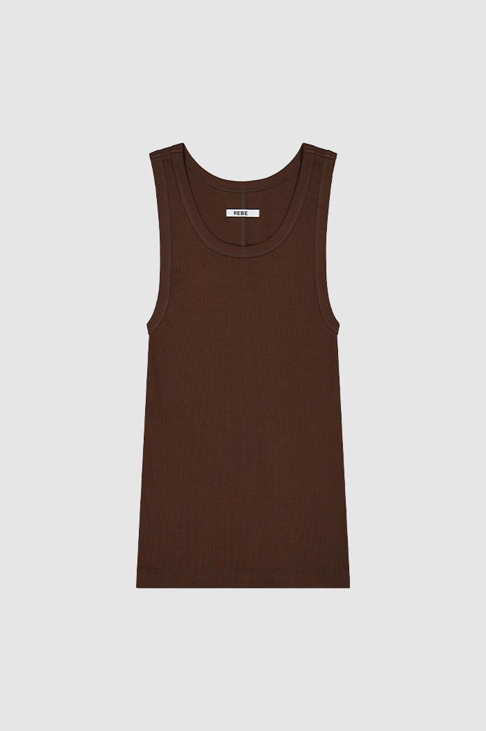 REBE Carob Ribbed Tank Top