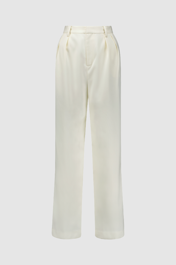 REBE White Double Pleated Trouser