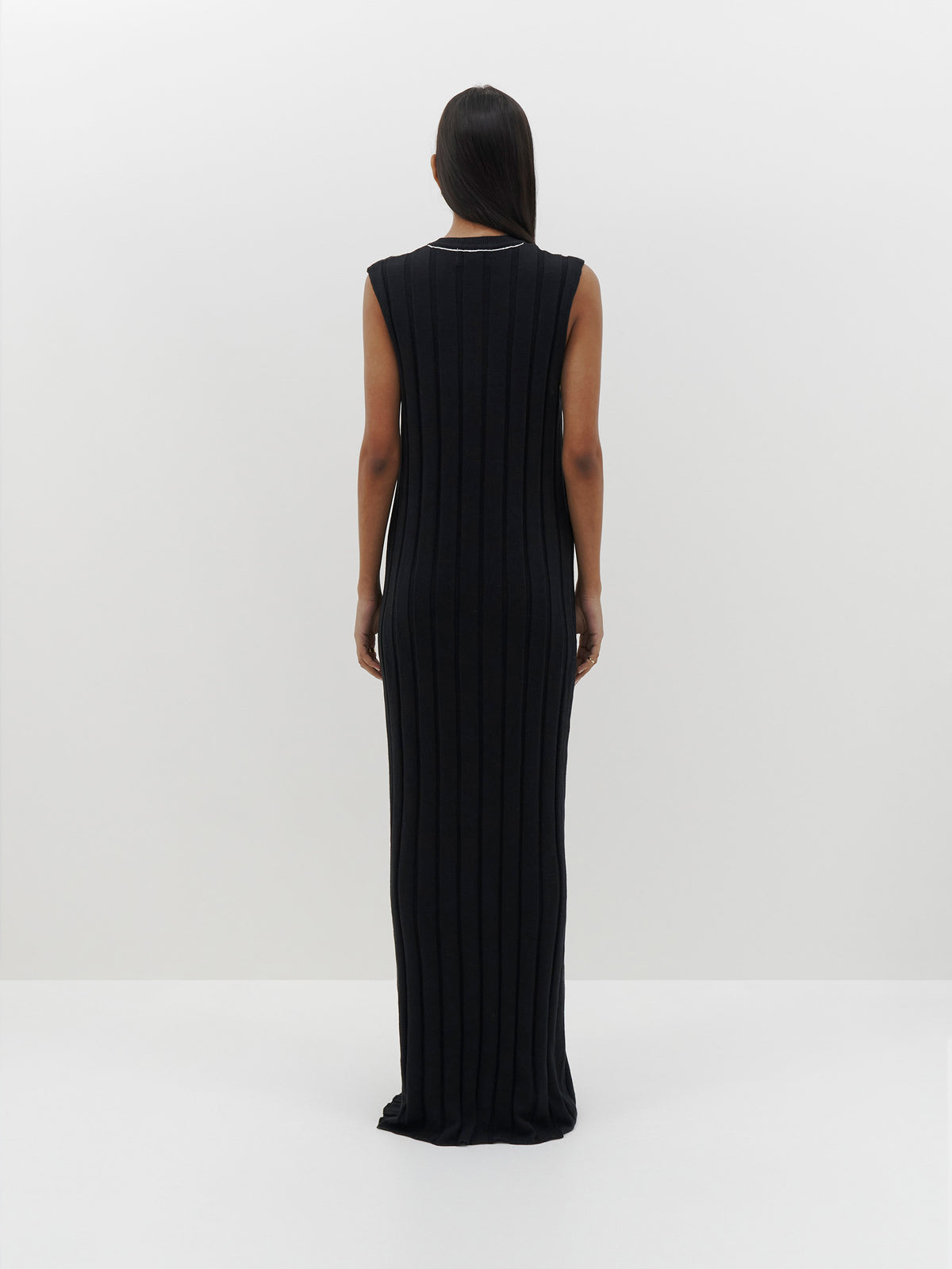 Shop Bassike Black Ribbed Knit Column Dress Online True Store