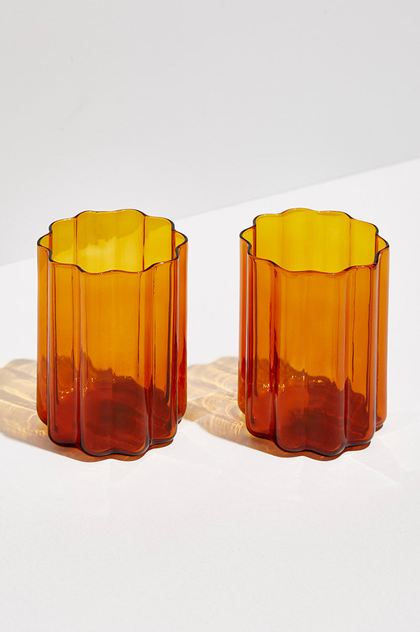 Fazeek Amber Wave Glass | Set of 2