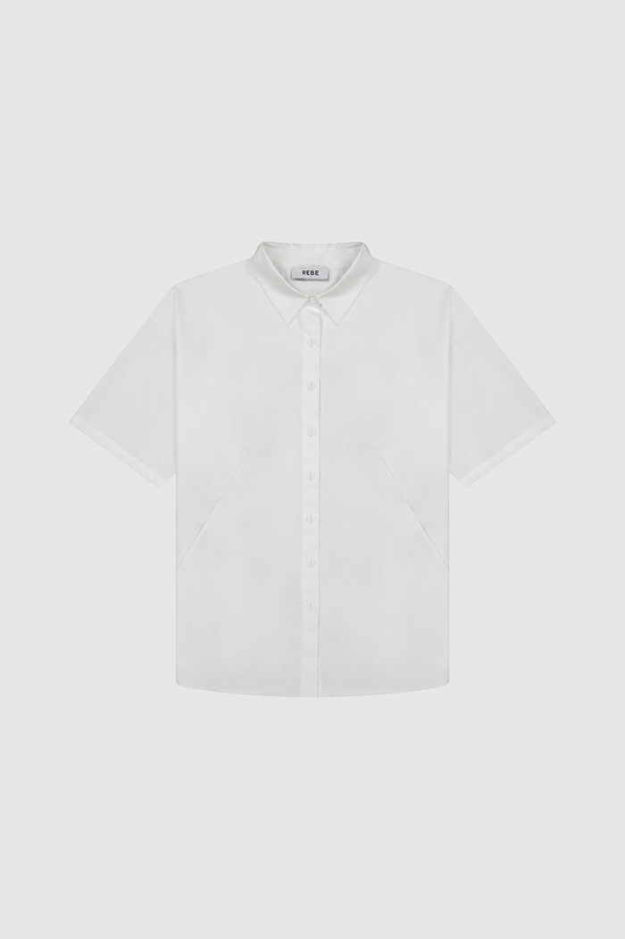 REBE White Cotton Leisure Shirt