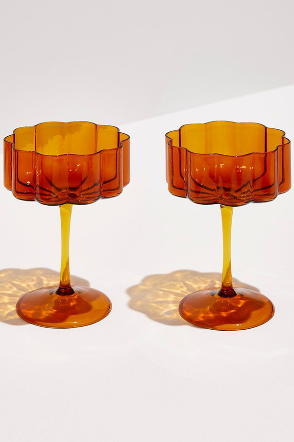 Fazeek Amber Wave Coupe Glass | Set Of 2