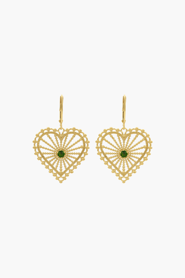 Zoe & Morgan 22k Gold Plate with Chrome Diopside Amor Earrings