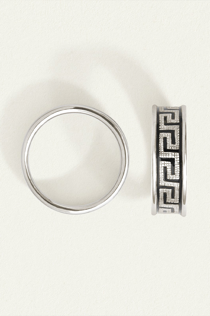 Temple Of The Sun Silver Meander Ring